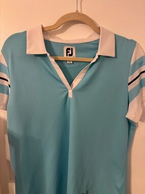 FootJoy Women’s Aqua Polo Top with White Collar